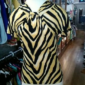 Pre-owned Carlisle Tiger Stripe Cap Sleeve Top